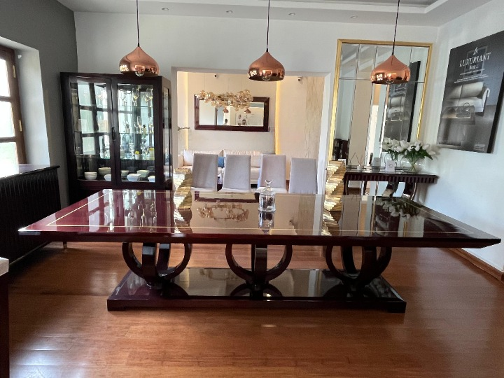 Augustus Dining Table Brass Inlay
